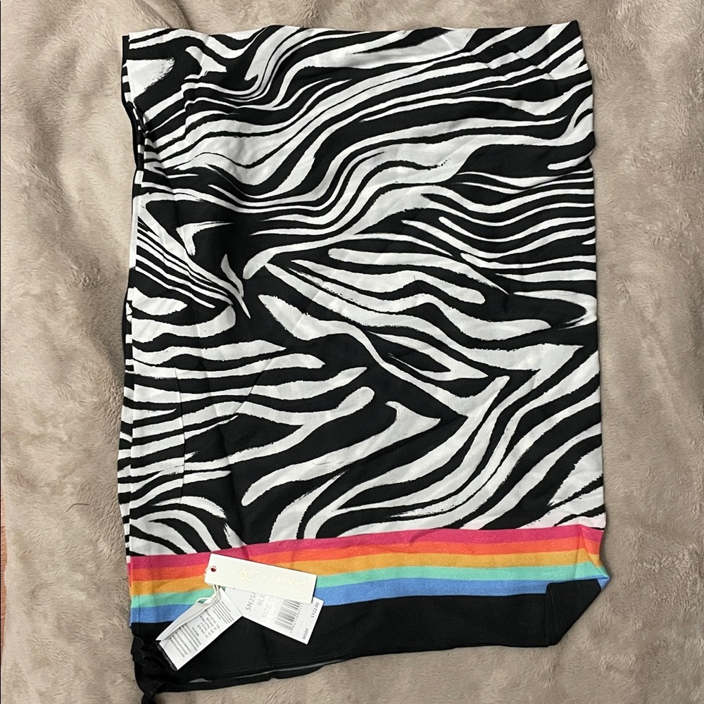 Zebra Print Scarf with Rainbow Stripe